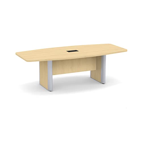 Generic 8 FT Modern Boat Shaped Conference Table with Metal Legs and Power Modules