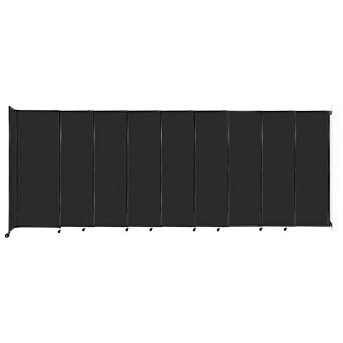 VERSARE Wall-Mounted StraightWall Sliding Portable Partition | Sound Absorbing Room Divider | Adjustable Widths | Black SoundSorb Panels