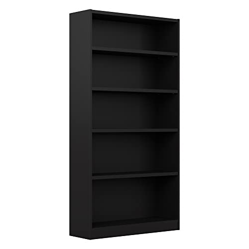 Bush Furniture Universal Tall 5 Shelf Bookcase in Black