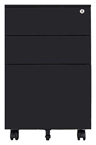 SHABOZ Lockable Mobile File Cabinet with Push-Pull Drawer - Black (50x39x60cm)