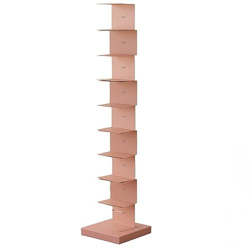 PIcube Metal Invisible Book Tower - Heavy Duty Spine Bookshelf Stand for Small Spaces - Brown, Modern Design