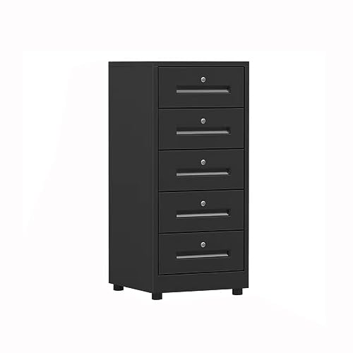 GZHERVICES Vertical File Cabinet with Lock, Mobile Chest of Drawers - Black-C, 40x39x85cm