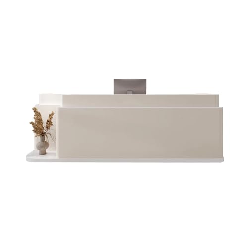 KAGUYASU Modern Reception Desk Counter Hutch with Lockable Drawer and Filing Cabinet