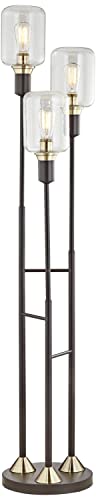 Pacific Coast Lighting Menlo Black-Bronze Seeded Glass Floor Lamp