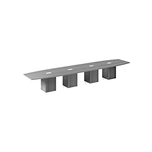 Generic Conference Room Table 20 FT Modern Executive Boat Shaped Gray Finish