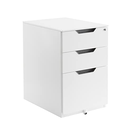 Amazon Basics 3 Drawer Mobile File Cabinet With Lock, White