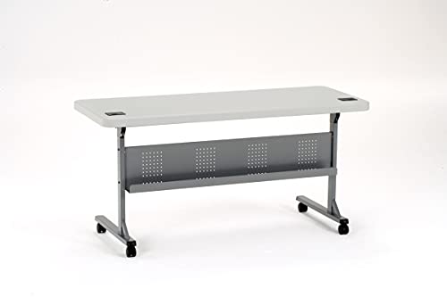 National Public Seating NPS BPFT Series 24x60 Plastic Flip-N-Store Training Table - Charcoal Slate