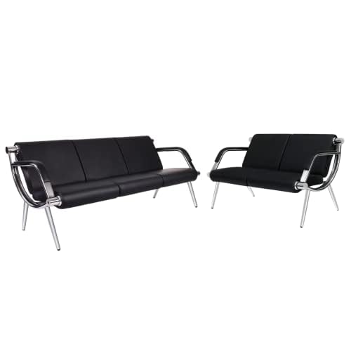Kinfant Reception Guest Chair 5-Seats PU Leather Bench