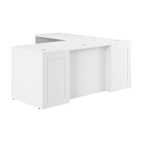 Bush Business Furniture Hampton Heights Executive L-Shaped Desk | 72W x 30D, White