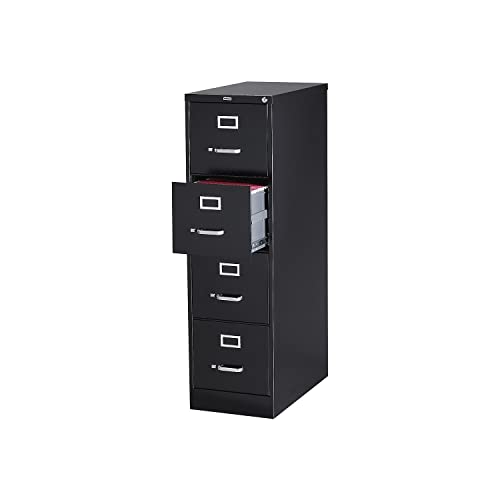 STAPLES 4-Drawer Vertical File Cabinet Locking Letter Black 25-Inch D (25164D)