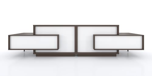 KANSOLE FORO Double Reception Desk, ADA Compliance - White & Chestnut