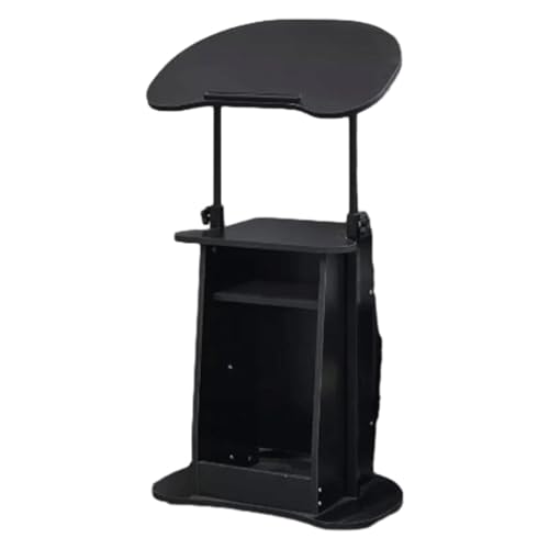 PZEOB Vertical Podium with 2 Storage Compartments - Adjustable Height Laptop Workstation