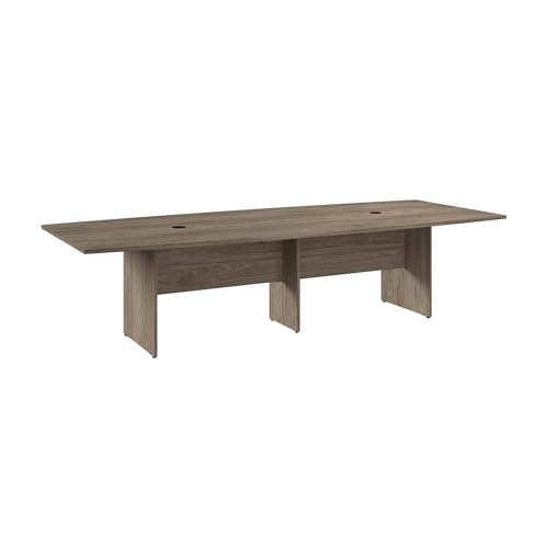 Bush Business Furniture Conference Table for 8-10 People | Boat Shaped 10 FT Engineered Wood Meeting Desk | Modern Hickory