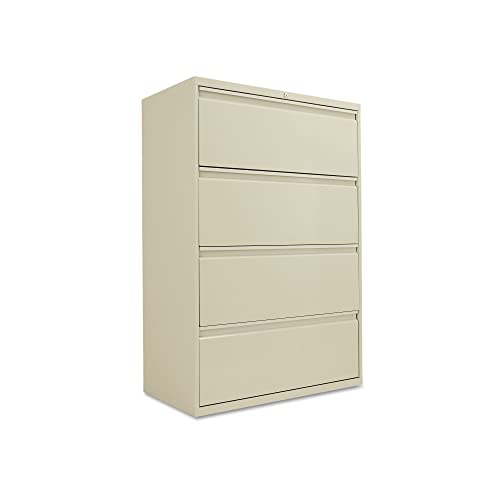 Alera Lateral File Cabinet, 4 Legal/Letter-Size Drawers, Putty, 36" x 18.63" x 52.5