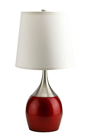 Benzara BM158902 Captivating Metal Table Lamp with Touch Light, Set of Four, Silver and Red