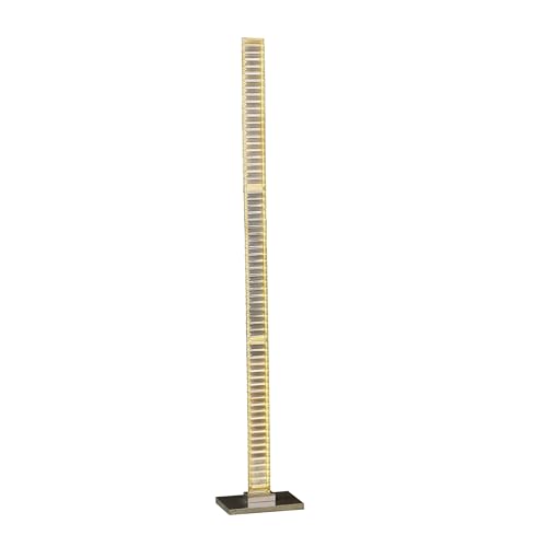 Benjara Lizy 62 Inch Floor Lamp with Crystal and LED Metal Frame, Nickel Finish