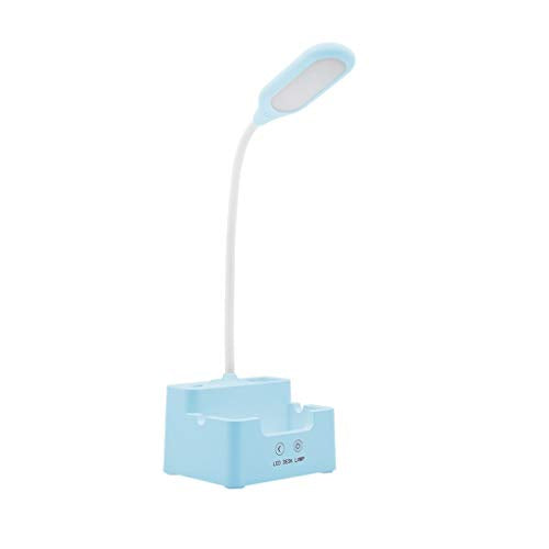 None Rechargeable Desk Lamp Multi-Function LED Desk Lamp Eye-Caring Dimmable Table Lamp Touch Control Portable Desk Light for Dorm (Blue)