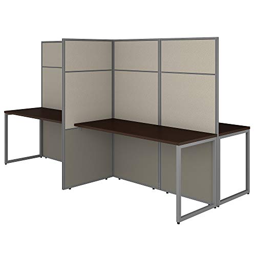 Bush Business Furniture Easy Office 4 Person Cubicle Desk Workstation with 66H Panels, 60Wx60H, Mocha Cherry