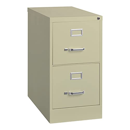 Hirsh Industries 2 Drawer Metal File Cabinet (6 Cabinets) 25" Deep Commercial Grade Vertical Storage with Lock - Putty
