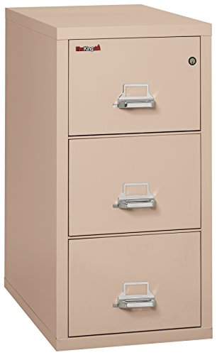 FireKing Fireproof Vertical File Cabinet (3 Letter Sized Drawers, Impact Resistant, Waterproof) - 40.25" H x 17.75" W x 31.56" D - Champagne