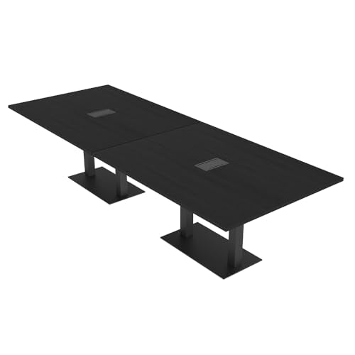 SKUTCHI DESIGNS INC. 10' Rectangular Conference Table with Matte Black Base | Harmony Series | 10 Person | Black Cypress