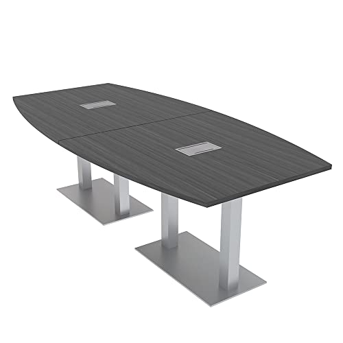 SKUTCHI DESIGNS INC. Harmony Series 8' Conference Table | 8 Person Boat Meeting Room Table | Metal Bases | 2 Power and Data Modules | Asian Night