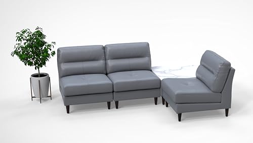 BREAKtime 3 Person Waiting Reception Lounge Chairs Set with Charging Tables - Model 8143, Graphite Gray Leather