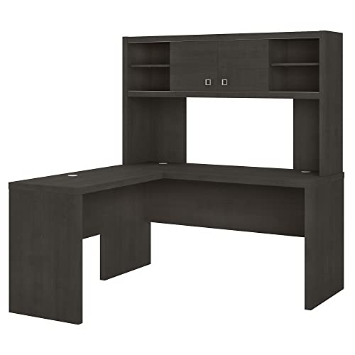 Bush Business Furniture Echo L Shaped Desk with Hutch, 60W, Charcoal Maple