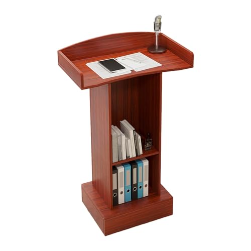 Kunovo Stand Up Podium with 2 Tier Storage - Ideal for Auditoriums, Churches, Schools, Hotels, and Restaurants