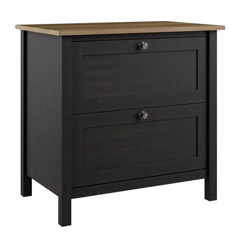 Bush Furniture Mayfield 2 Drawer Lateral File Cabinet | Vintage Black/Reclaimed Pine