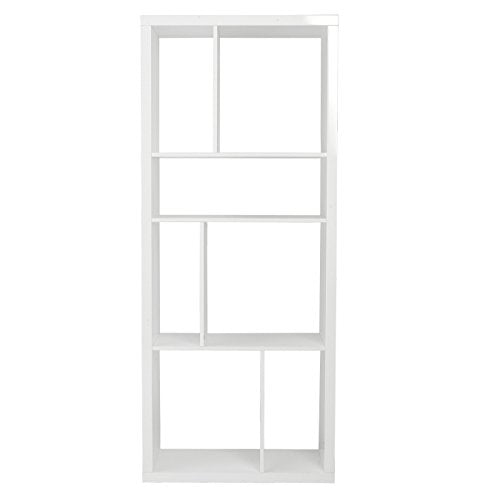 Eurø Style Reid Abstract Shelving Unit or Media Stand, White High Gloss Lacquer