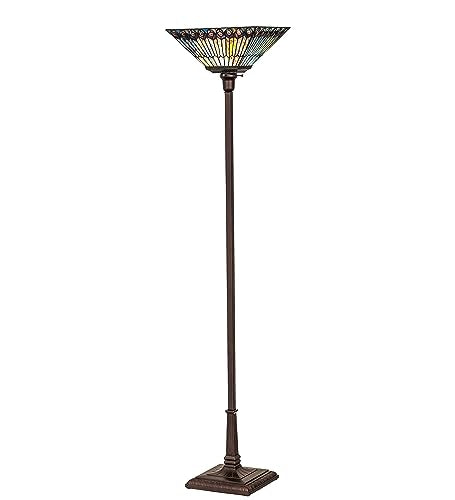 Meyda Lighting 70" High Tiffany Jeweled Peacock Torchiere