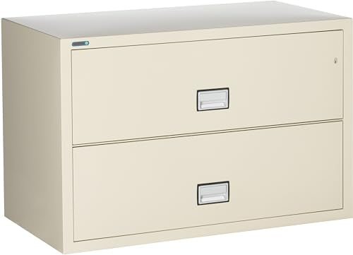 PHOENIX SAFE INTERNATIONAL LLC Lateral 44" 2-Drawer Fireproof File Cabinet with Key Lock, Water Seal - Putty (LAT2W44P)
