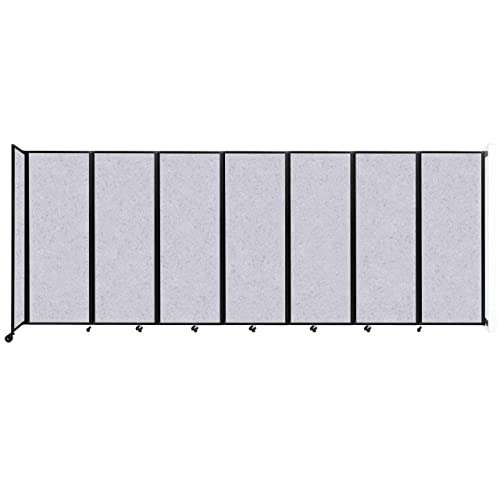 VERSARE Room Divider 360 Wall-Mounted Folding Partition | Locking Wheels | 19'6" x 7'6" Marble Gray SoundSorb Panels