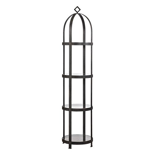 My Swanky Home Industrial Iron Straps Cloche Etagere | Modern Metal Round Tall Shelf Shelves