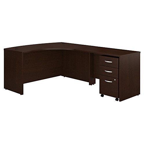 Bush Business Furniture Series C Right Handed L Shaped Desk with Mobile File Cabinet in Mocha Cherry