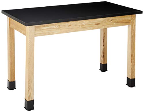 National Public Seating Science Table, 24" x 48", Chem Res Top, Black Top, Ashwood Legs
