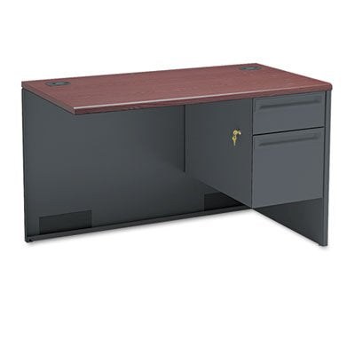 HON 38000 Series Flush Return, Right, 48w x 24d x 29-1/2h, Mahogany/Charcoal