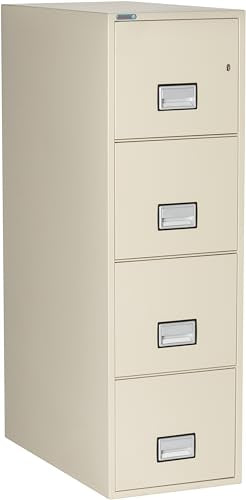PHOENIX SAFE INTERNATIONAL LLC Vertical 31" 4-Drawer Letter Fireproof File Cabinet with Key Lock, Water Seal - Putty LTR4W31P