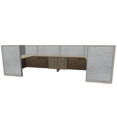G GOF 2 Person Workstation Cubicle (6'D x 14'W x 4'H) - Office Partition, Room Divider