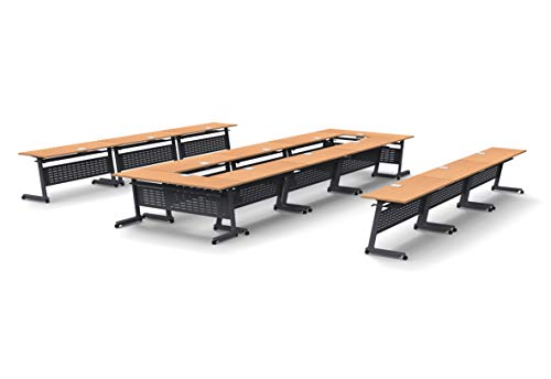 Team Tables 28 Person Training Model 5647 Folding Industrial Caster Z-Base with Power+USB Outlet