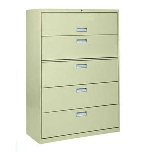 Sandusky Lee LF6A365-07 600 Series 5 Drawer Lateral File Cabinet, 19.25" Depth x 66.375" Height x 36" Width, Putty