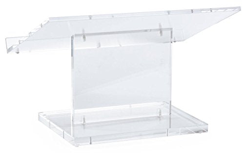 Displays2go Tabletop Lectern Podium, Portable and Mobile, 22" Wide, Slanted Surface with Lip