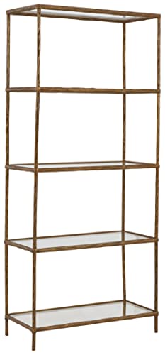 Signature Design by Ashley Ryandale Modern 5 Shelf Bookcase, Antique Brass Finish