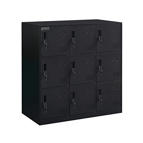 MAYROY 9 Door Locker Metal Storage Cabinet with Lock - Full Black