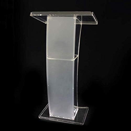 Wnicek LED Clear Acrylic Podium - Curved Stand Design, Durable Plexiglass Lectern