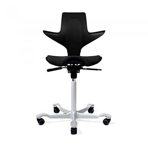 HAG Capisco Puls Adjustable Standing Desk Chair - Silver Frame - Black Full Cushion by HAG