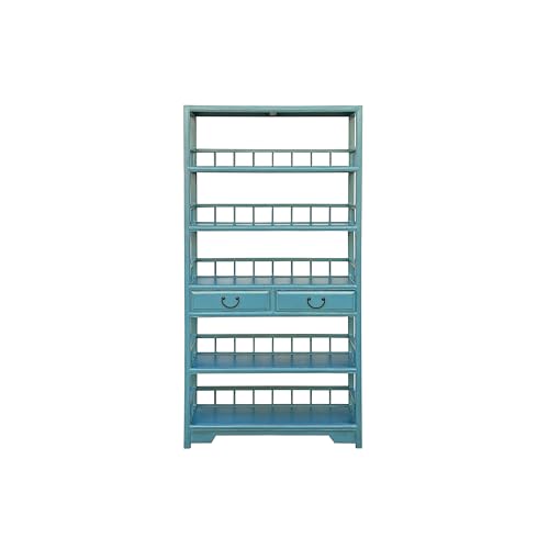 orientliving Turquoise Fountain Blue Bookcase Display Cabinet