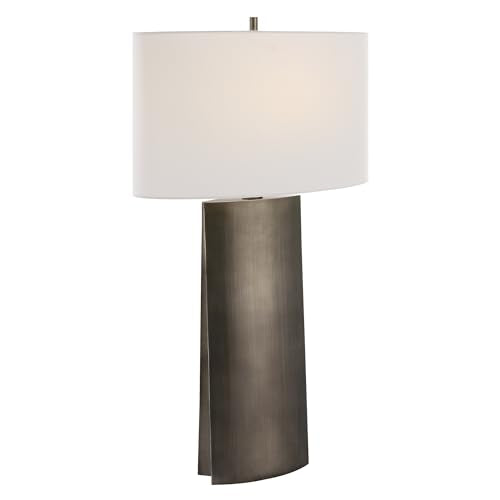 Uttermost V-Groove 1-Light Contemporary Table Lamp Gray/White