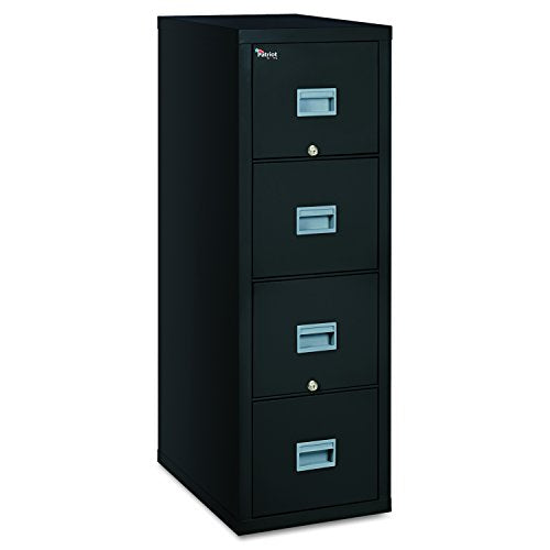FireKing Patriot 4-Drawer Fireproof Vertical Filing Cabinet, 18" x 25", Black, Made in USA